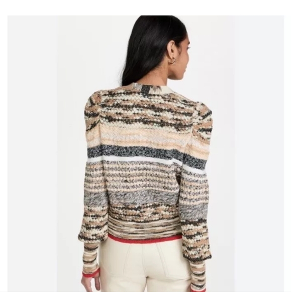 Veronica Beard Cecily Mixed Knit Wool Cardigan Button Sweater Size S - Picture 2 of 13